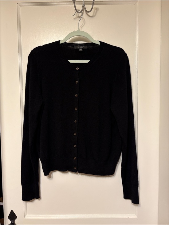 Ann Taylor Sweaters - Ann Taylor 100% Cashmere Black Button-Up Crew-Neck Cardigan